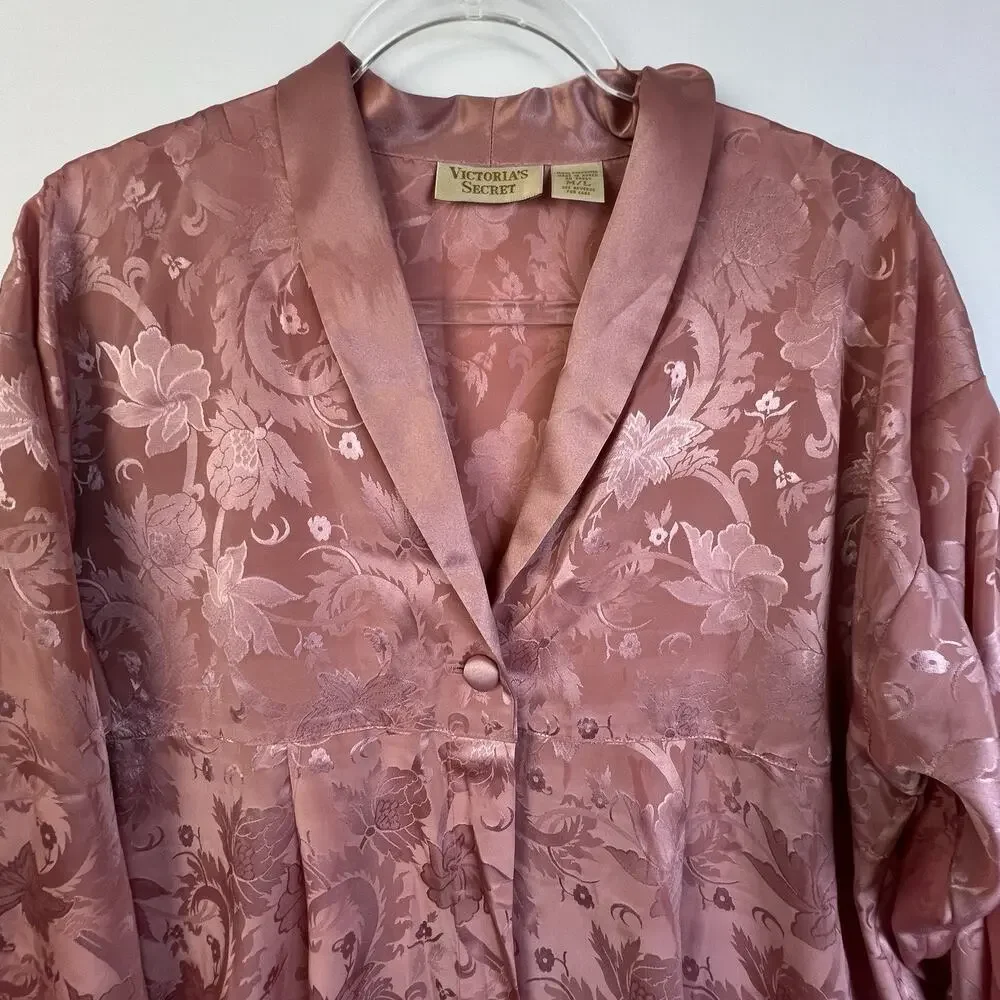 Victoria's Secret Gold Label Sleepwear Gown Women M / L Blush Pink Button Front